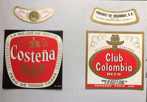 Etiquetas Cerveza Costeña Club Colombia Revista Bavaria 1966