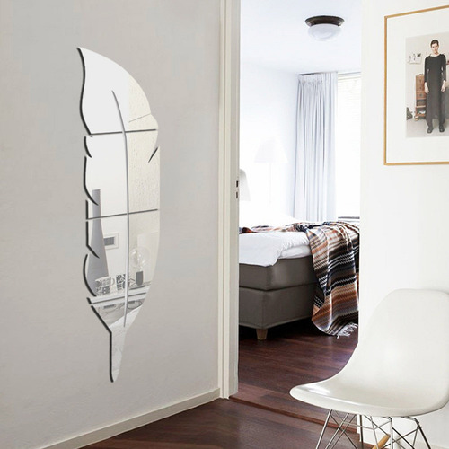 Adhesivos De Pared Con Espejo Acrílico En Forma De Pluma Par