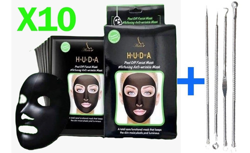 10 Mascarillas Facial Carbón Activado + Kit 4 Saca Comedones Tipo de piel Mixta