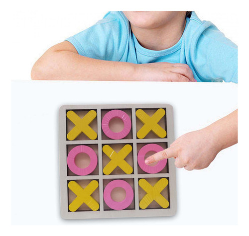 Nuevo Juego De Madera Tic Tac Toe, Juego De Mesa Amarillo