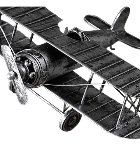 Avión Biplano Pequeño, Modelo De Avión De Metal Plata