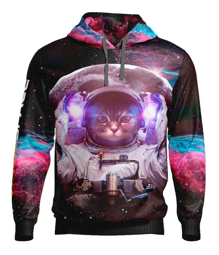 Imagen 1 de 5 de Buzo Hoodie Gato Astronauta Furiouspace