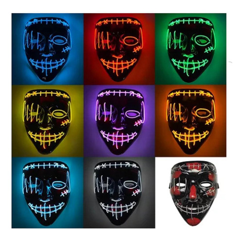 Máscara De Led Neon The Purge: Perfeita Para Festas