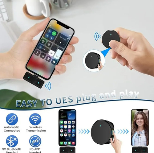 Micrófono Magnético Corbatero Inalámbrico Bluetooth Celular Negro