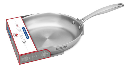 Frigideira Tramontina Grano 62155260 em Aço Inox com Corpo Triplo e Cabo 26 cm 2,2 Litros Prata