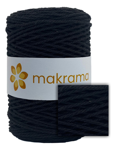 Cuerda Cordón De Algodón Para Macramé 2mm 500g Colores Color Negro