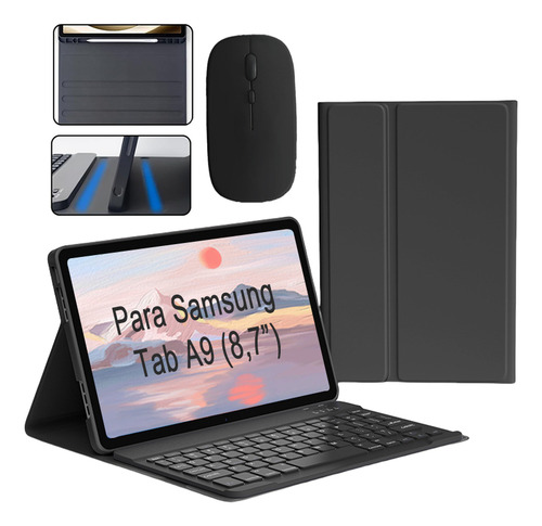 Capa Para Tablet Samsung Tab A9 Com Abnt2 Teclado E Mouse