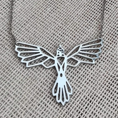 Imagen 4 de 4 de Collar Con Dije De Ave Fénix En Acero Inoxidable