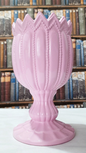 Taça Vaso Decorativo Enfeite Festa Cerâmica 28 Cm 1 Un. Cor Rosa-claro