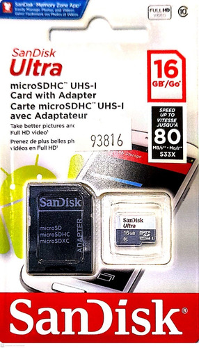 Memoria Micro Sd Sandisk De 16 Gb