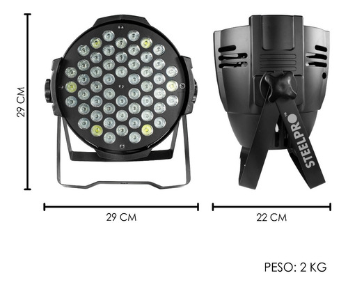 Imagen 2 de 7 de Cañón Led 54 Led X 1.5watts, Rgbw A Dmx Steelpro Metal 541.5