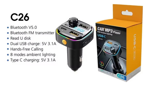 Transmisor Fm Bluetooth 5.0 Modulador De Radio Mp3 Usb 22.5w