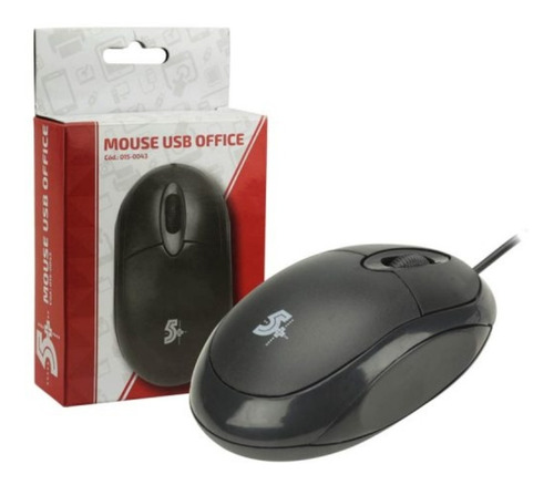 Imagem 1 de 1 de Mouse Ótico Premium Escritório Usb Office 1000 Dpi Preto 5+