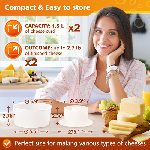 Molde Para Queso Kit Para Hacer Queso 2 Pzas Suministros Par