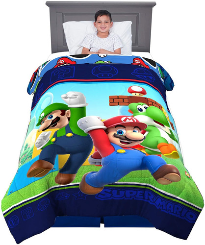 Cubre Cama Franco, Super Mario Bross, Twin 162x218 Cm