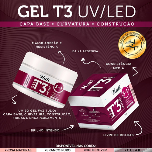Imagem 2 de 4 de Alongamento Nati - Gel T3 Rosa Natural