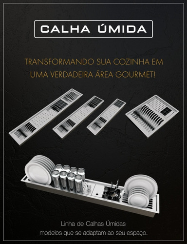 Calha Úmida Embutida Canal Equipado Inox 53cm 85cm 100 Cm