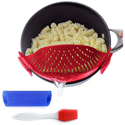 Colador De Cocina Con Clip De Rojo Oscuro Y Resistente