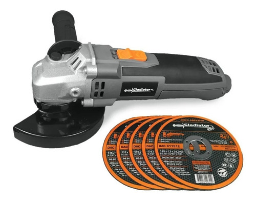 Amoladora angular Gladiator Pro AA 415/2 Plus de 50 Hz/60 Hz color gris 700 W 220 V + accesorios