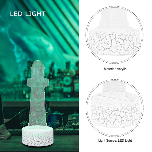 Lámpara De Luz Nocturna 3d Illusion Light 3d Lighthouse Cart