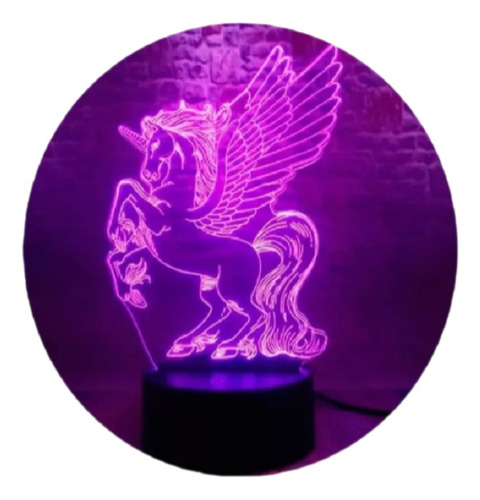 Lampara Led En Acrilico Unicornio Velador De Noche