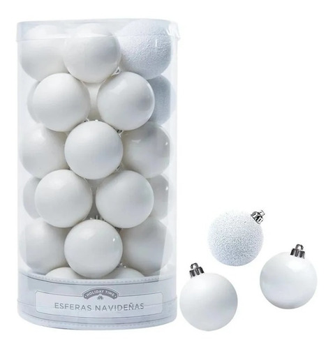 60 Esferas Navideñas 6cm Diámetro Navidad Blancas Y Lila 30