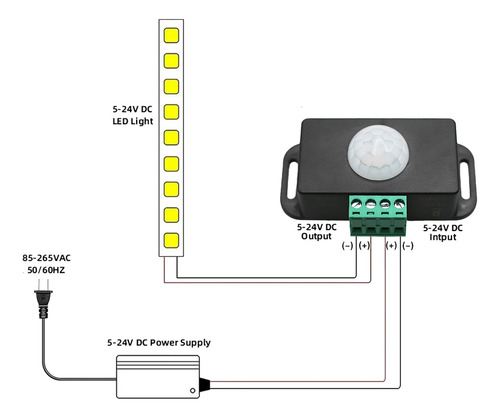 Sensor Pir Ajustable De 12v-24v Detector Infrarrojo Para Int
