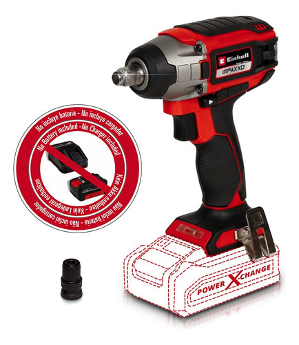 Llave Impacto Inalambrica 18v Einhell Impaxxo 1/2 230nm Color Rojo