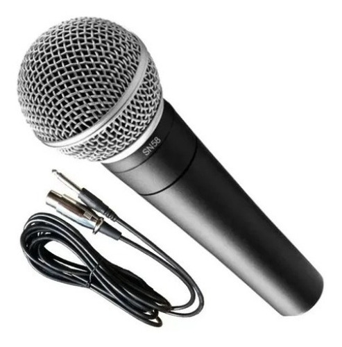 Micrófono Parquer 58 Dinámico Cardioide Voz Con Cable Cuota Color Negro