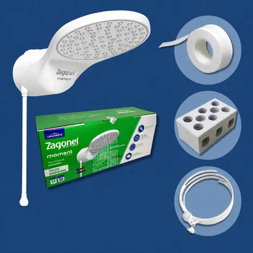 Chuveiro Eletrônico Ducha Moment Zagonel Grande Vazão 220v Branco 220v 7.5 Kw