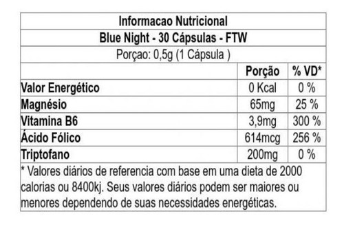 Suplemento Do Sono Blue Night Ftw Fitoway Insonia 30 Cáps