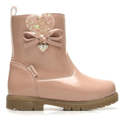 Bota Infantil Ortopasso Love Menina Verniz Rosa