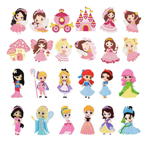Kits De Calcomanías De Diamantes 5d Diy Para Niños 24 Pzas C