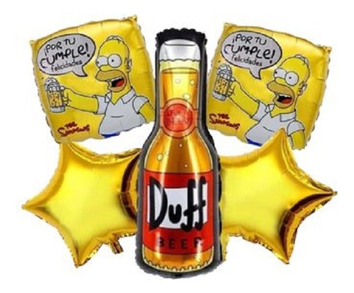 Bouquet 5 Globos De Homero Simpsons Cerveza Duff