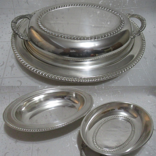 Antg Guisera Completa C/ Tapa English Silver Mfg Made In Usa