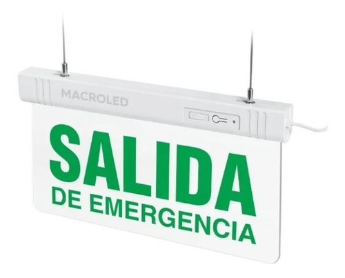 Cartel Led Indicador Luminoso Autonomo Salida De Emergencia Color Blanco, Verde