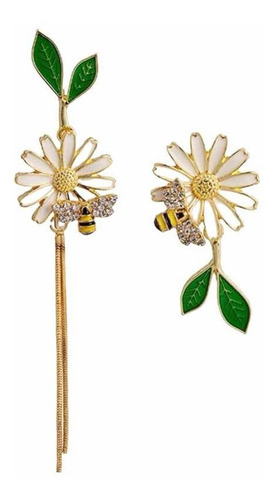 Aros Aretes Con Diseño De Abeja Y Margarita