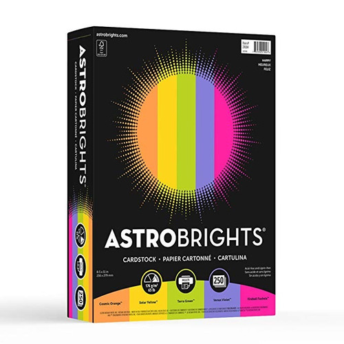 Astrobrights Coloreado De Papel De Tarjetas, 8,5  X 11  , 65