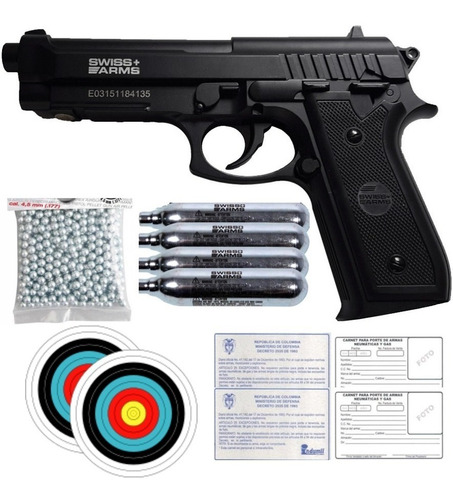 Pistola Beretta® P92 Full Metal 300 Balines Pipetas Co2 Gas