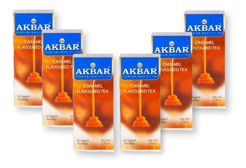 6 Cajas De Té Akbar Caramelo (20 Bolsitas Cada Una)