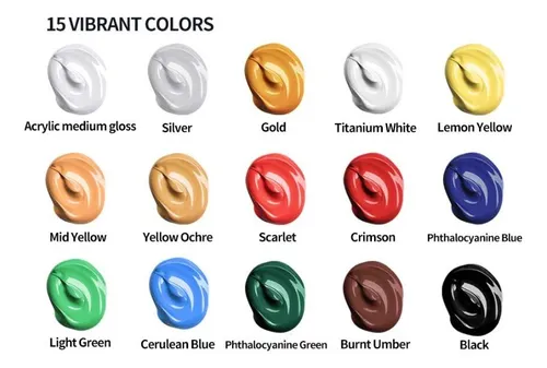 Set Pinturas Acrílica 15 Meeden (100 Ml Colores Vibrantes)