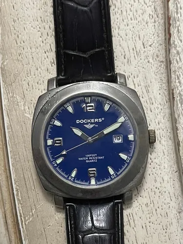 Reloj Dockers Acero Color Azul De Caballero Hora Flouresente