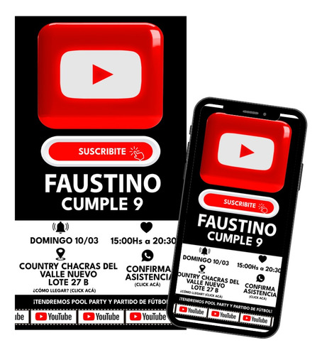 Invitación Digital Tematica Youtube .digitalbaires