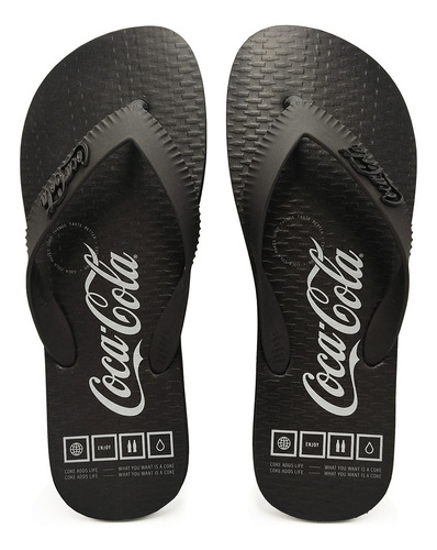 Chinelo Coca Cola Masculino Allen Preto All Black Cc4063