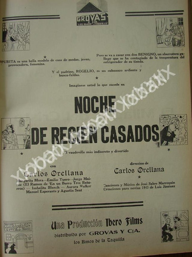 Cartel Retro Pelicula. Noche De Recien Casados /n97