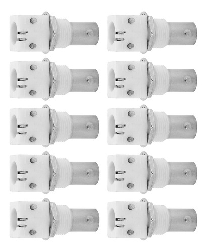 Conector Bnc De Placa, 10 Piezas, Blanco De 90 Grados, Monta
