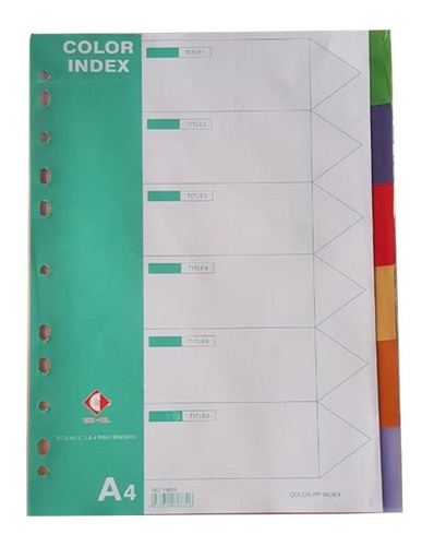 Separadores Indice A4 Cartopel 6 Divisiones Para Carpeta