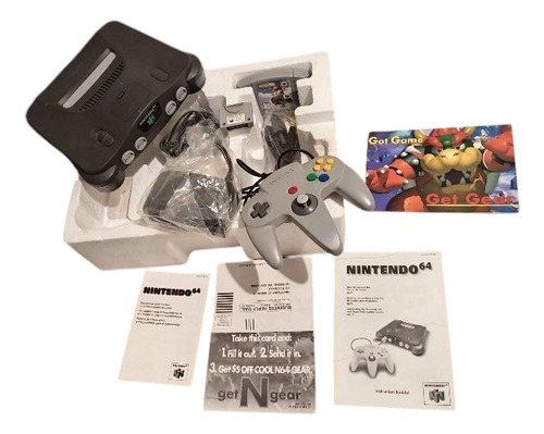 Consola Nintendo 64,3 Controles,1 Controller Pak Y Wave Race Negro (Usado)