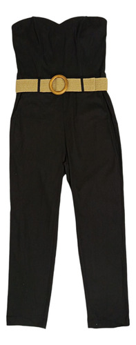 Jumpsuit Mujer Strapless Fiesta Elegante Con Cinturón Negro M