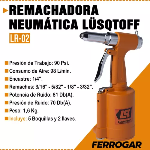 Remachadora Neumatica Hasta 4.8mm Lr02 Lusqtoff